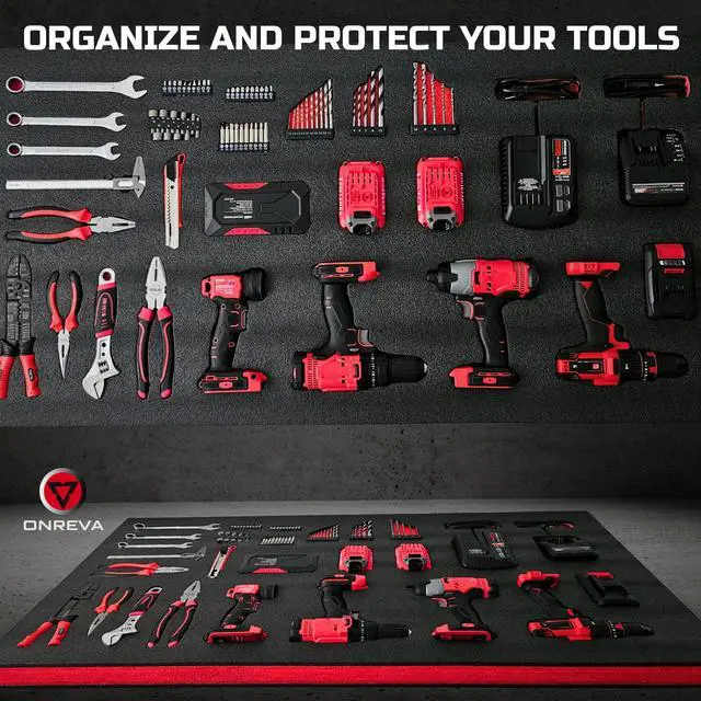 Alt view image 2 of 5 - Tool Box Foam 48x24x1.5 inch 2Pack, Foam Inserts for Cases, Polyethylene Storage Sheets for Toolbox Hard Case, Tool Shadow Insert, Kaizen Organizer Sheet, Black with Red