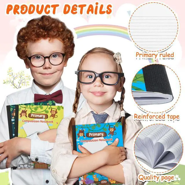 Alt view image 4 of 6 - 30 Pack Primary Composition Notebook K-2, Bulk School Supplies for Classroom, Wide Ruled Draw and Write Journals with Picture Space, Kindergarten Preschool Student Notebooks, 9.75 x 7.5 Inch
