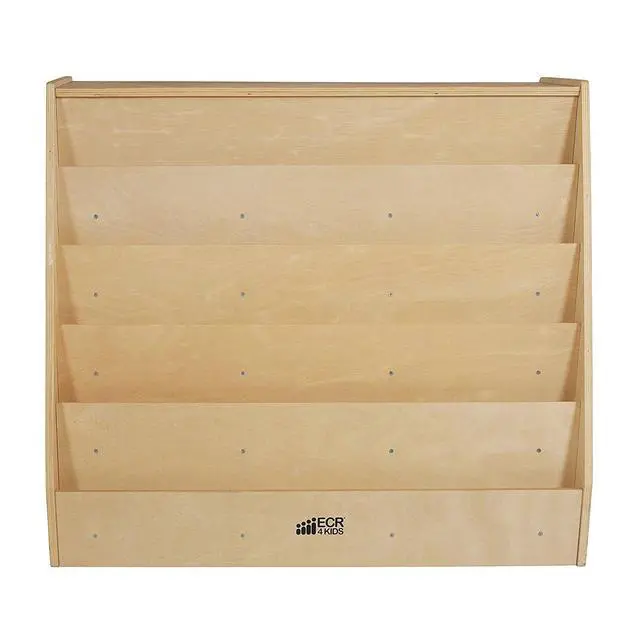 Alt view image 5 of 6 - Double-Sided Mobile Book Display with Storage Shelves, Classroom Bookshelf, Natural | Independent book browsing, 5 deep shelves, 2 rear shelves for extra storage, durable birch, GREENGUARD Gold Certif