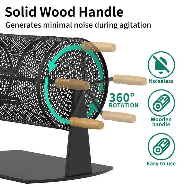 Alt view image 6 of 6 - Raffle Drum, Games & Sports Professional Raffle Ticket Spinner with Wooden Turning Handle Holds 2500 Tickets (Black)