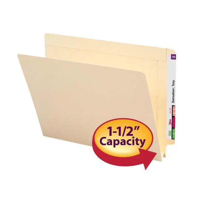 Alt view image 2 of 6 - End Tab File Folder, Reinforced Straight-Cut Tab, 1-1/2" Expansion, Letter Size, Manila, 50 per Box (24275)