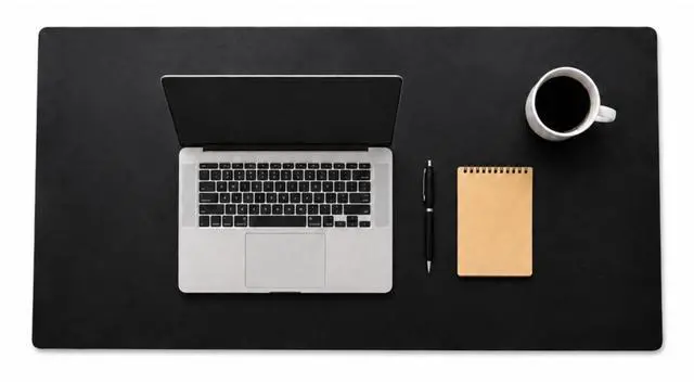 Main image of Genuine Leather Desk Pad, Office Desk Mat, Large Desk Blotter, Desk Protector, and Mouse Pad 31.5" x 15.75" (1.8-2.0 mm) Black, Waterproof, Premium Quality for Desk Surface Protection and Comfort