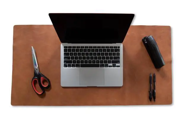Alt view image 3 of 3 - Genuine Leather Desk Pad, Office Desk Mat, Large Desk Blotter, Desk Protector, and Mouse Pad 31.5" x 15.75" (1.8-2.0 mm) Tan, Waterproof, Premium Quality for Desk Surface Protection and Comfort