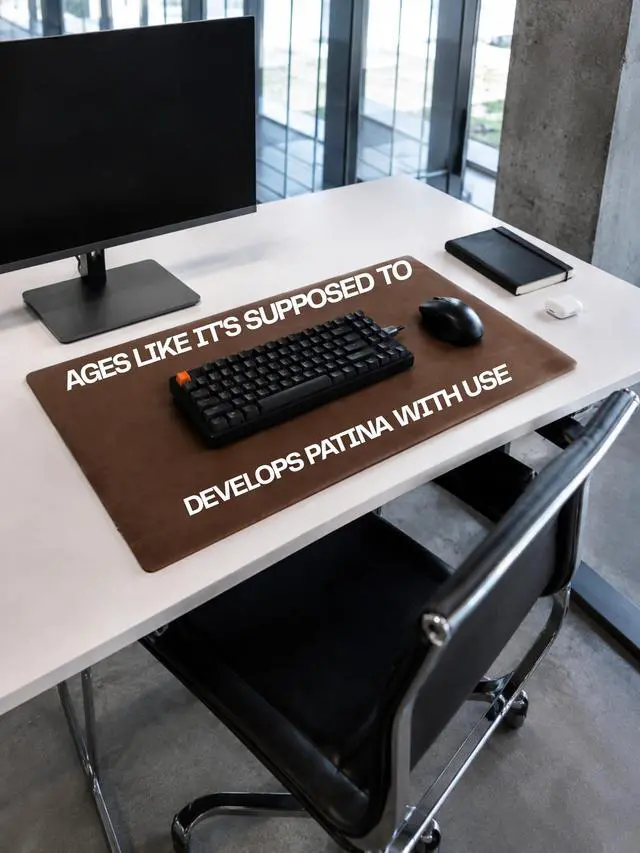 Alt view image 5 of 5 - Genuine Leather Desk Pad, Office Desk Mat, Large Desk Blotter, Desk Protector, and Mouse Pad 31.5" x 15.75" (1.8-2.0 mm) Luggage, Waterproof, Premium Quality for Desk Surface Protection and Comfort