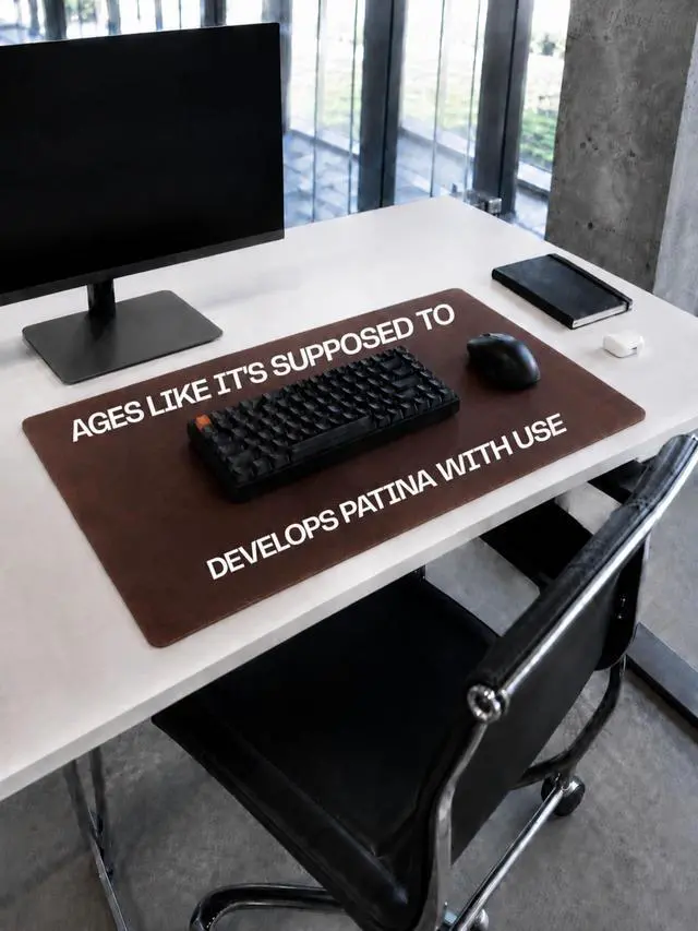 Alt view image 5 of 5 - Genuine Leather Desk Pad, Office Desk Mat, Large Desk Blotter, Desk Protector, and Mouse Pad 31.5" x 15.75" (1.8-2.0 mm) Mocha, Waterproof, Premium Quality for Desk Surface Protection and Comfort