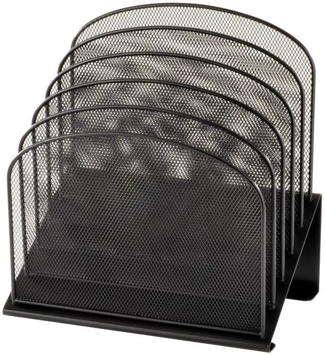 Main image of Onyx Desk Organizer, 5 Tiered Vertical Compartments, Office and Classroom Mailbox, Paper and Mail Sorter, Steel Mesh, Black