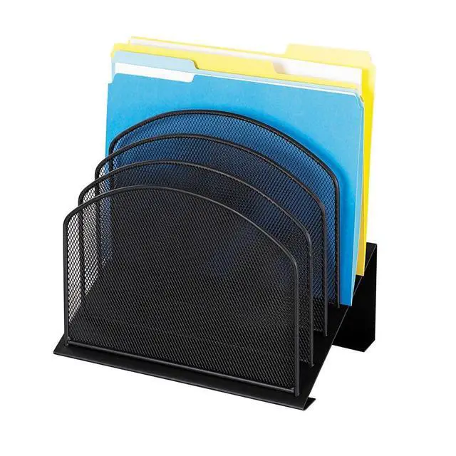 Alt view image 3 of 4 - Onyx Desk Organizer, 5 Tiered Vertical Compartments, Office and Classroom Mailbox, Paper and Mail Sorter, Steel Mesh, Black