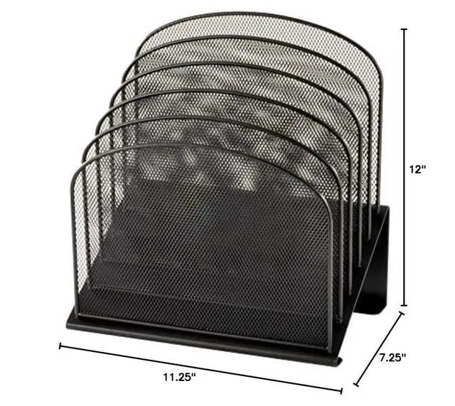 Alt view image 4 of 4 - Onyx Desk Organizer, 5 Tiered Vertical Compartments, Office and Classroom Mailbox, Paper and Mail Sorter, Steel Mesh, Black