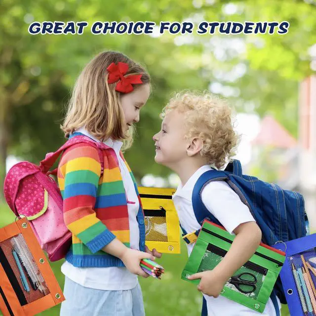 Alt view image 6 of 6 - 48 Pack Pencil Pouch for 3 Ring Binder Mesh Zipper Pencil Case Assorted Colors Pencil Bag Binder Pouches Pen Zipper Pouch for School Office Writing Utensils Storage Supplies, 8 Colors