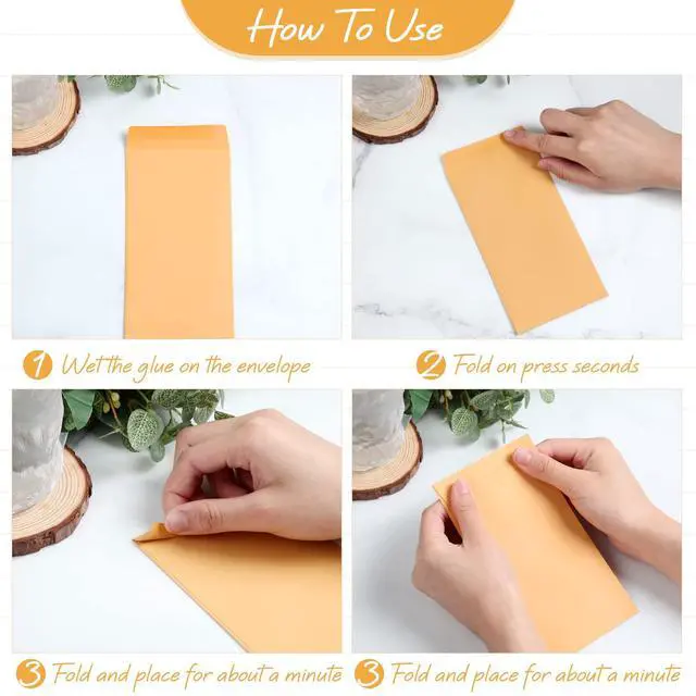 Alt view image 3 of 6 - #7 1000 Pack Money Envelopes for Cash Self-adhesive 28lb Thick Coin Envelopes 3-1/2" x 6-1/2" - Privacy Envelope for Budget, Wedding Gifts, Seed Storage & Receipts(Golden Kraft Paper,7)