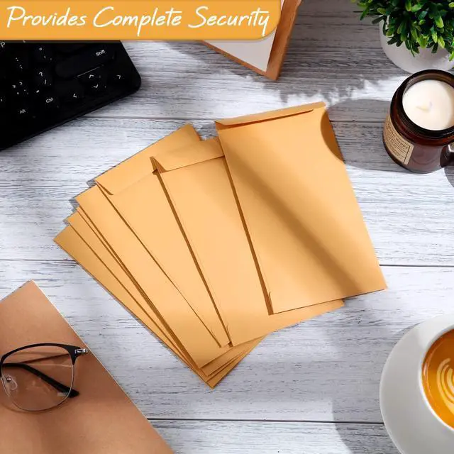 Alt view image 6 of 6 - #7 1000 Pack Money Envelopes for Cash Self-adhesive 28lb Thick Coin Envelopes 3-1/2" x 6-1/2" - Privacy Envelope for Budget, Wedding Gifts, Seed Storage & Receipts(Golden Kraft Paper,7)