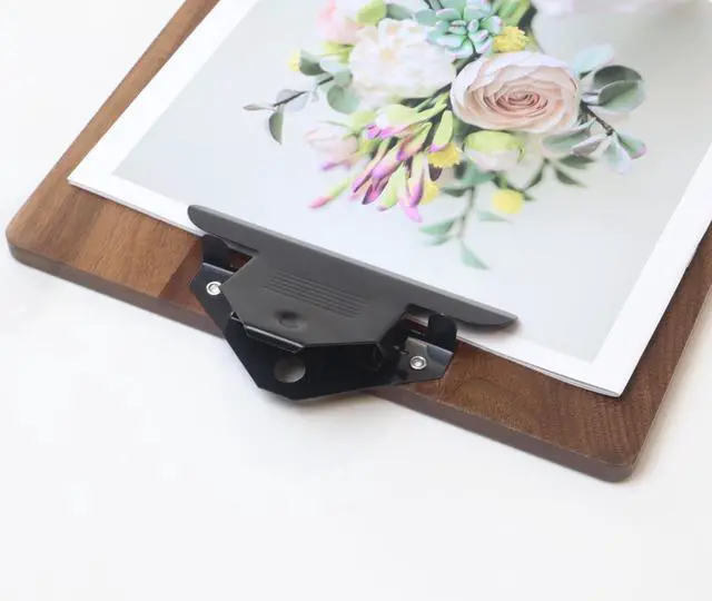 Alt view image 4 of 6 - Solid Hardwood Walnut Clipboard with Stand,Wooden Menu Holder for Restaurant,Tabletop Display Stands,Bar Countertop Receipt Holder,Standing Clip Boards 8.5x11 with High Capacity Metal Clip