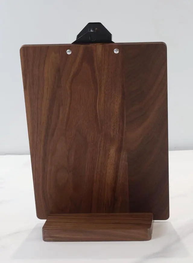 Alt view image 5 of 6 - Solid Hardwood Walnut Clipboard with Stand,Wooden Menu Holder for Restaurant,Tabletop Display Stands,Bar Countertop Receipt Holder,Standing Clip Boards 8.5x11 with High Capacity Metal Clip