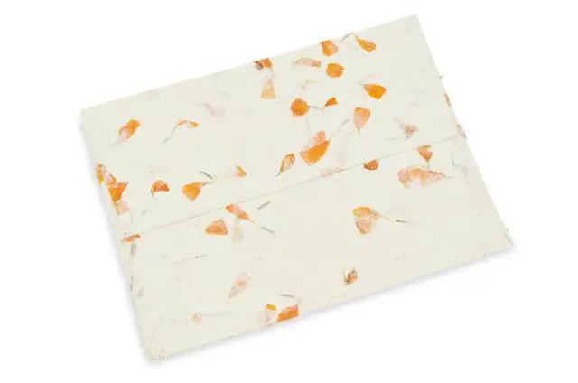 Alt view image 2 of 6 - Lokta Envelopes for 5x7 Cards, Marigold (100 Pack) | Handmade pressed flower petal paper, 5.5x7.5 inch, DIY wedding invitations, announcements, vintage stationery, made in Nepal