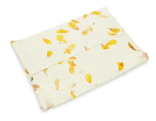 Alt view image 4 of 6 - Lokta Envelopes for 5x7 Cards, Marigold (100 Pack) | Handmade pressed flower petal paper, 5.5x7.5 inch, DIY wedding invitations, announcements, vintage stationery, made in Nepal