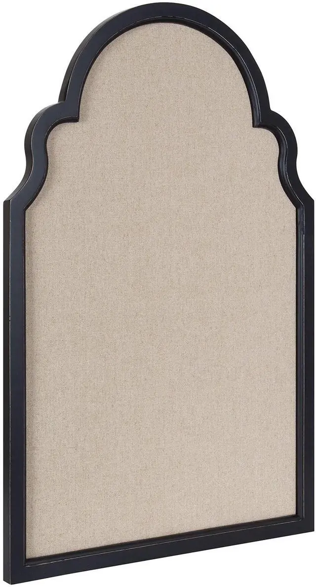Main image of Hogan Farmhouse Framed Arch Fabric Pinboard; 24 x 36; Black; Decorative Bulletin Board with Moroccan Arch and Linen Fabric Pinning Surface for Wall