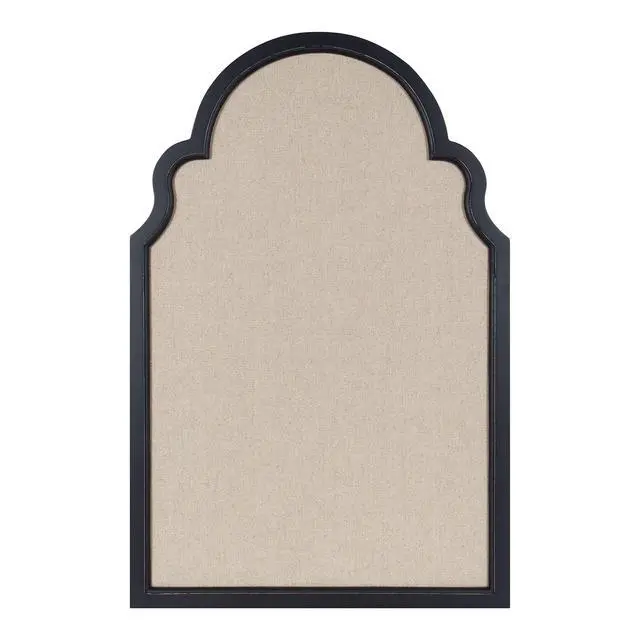 Alt view image 2 of 6 - Hogan Farmhouse Framed Arch Fabric Pinboard; 24 x 36; Black; Decorative Bulletin Board with Moroccan Arch and Linen Fabric Pinning Surface for Wall