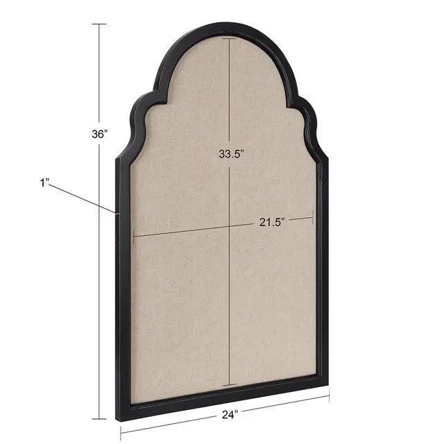 Alt view image 5 of 6 - Hogan Farmhouse Framed Arch Fabric Pinboard; 24 x 36; Black; Decorative Bulletin Board with Moroccan Arch and Linen Fabric Pinning Surface for Wall