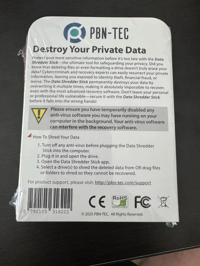 Alt view image 3 of 6 - Hard Drive Shredder Stick for Windows - Data Destruction Tool | This USB device includes military-grade disk wiping, ensuring permanent data removal from USB storage & other storage drives