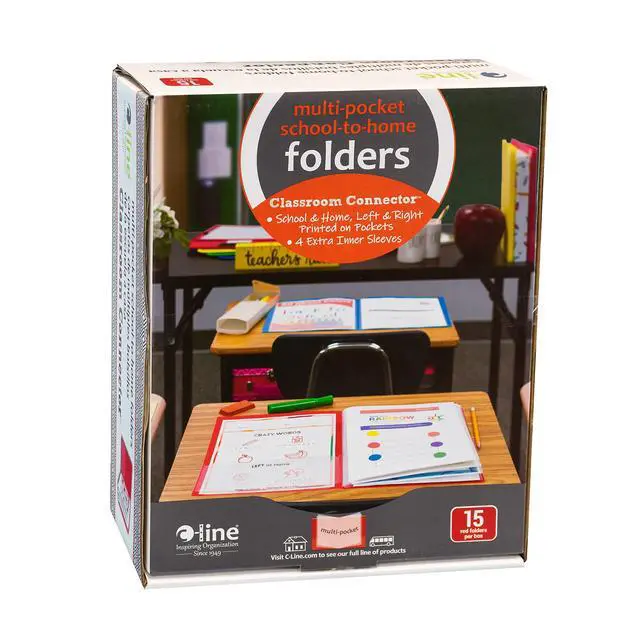 Alt view image 5 of 6 - Classroom Connector Multi-Pocket School-to-Home Portfolio, Red, 15/BX (32304), 9.5 x 11.75 x 0.25