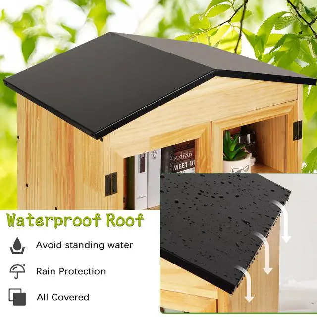 Alt view image 5 of 6 - 2-Tier Outdoor Library Box Exchange Box, 20x14x21 Inch | Outdoor Book Storage Little Wood Cabinet for DIY, Neighborhoods Community and Schools, Literature and Newspapers