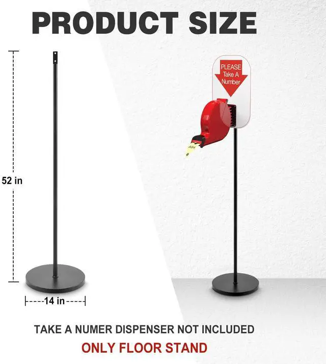 Alt view image 3 of 6 - 52 Inch Floor Stand for Take a Number System Ticket Dispenser and Sign, Heavy Duty Ticket Dispenser Holder with Round Base Mounting Hardware 4 cm Hole Space for Gag Gift Queue
