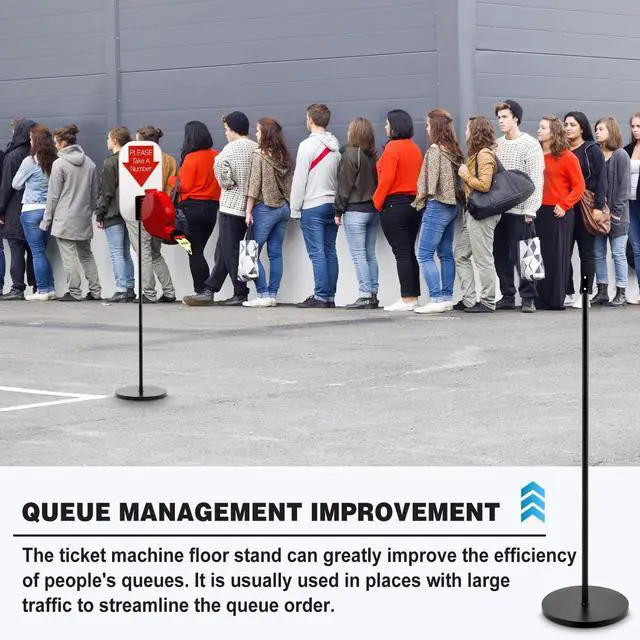 Alt view image 5 of 6 - 52 Inch Floor Stand for Take a Number System Ticket Dispenser and Sign, Heavy Duty Ticket Dispenser Holder with Round Base Mounting Hardware 4 cm Hole Space for Gag Gift Queue
