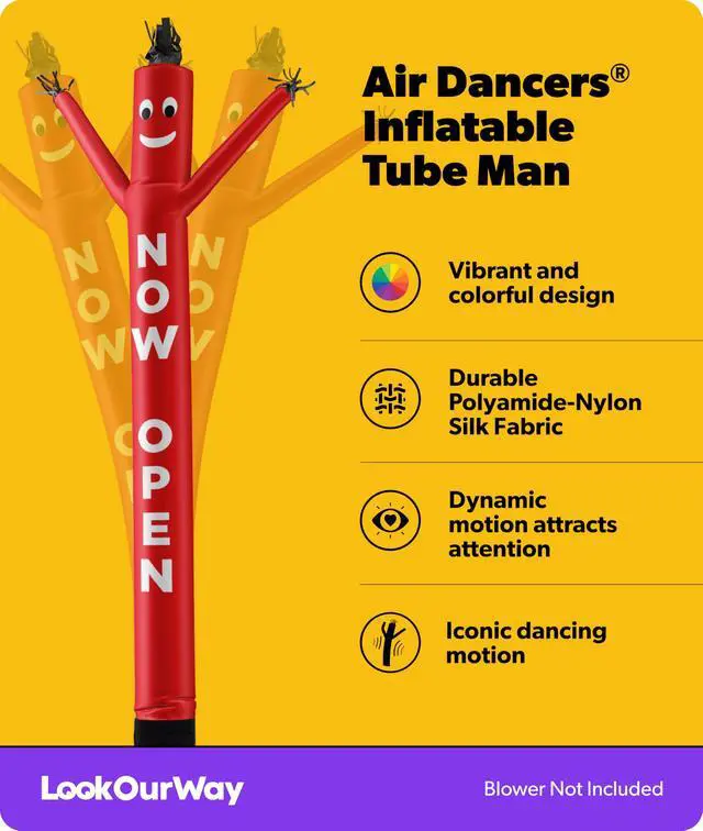 Alt view image 2 of 6 - Air Dancers Inflatable Tube Man Attachment - 20 Feet Tall Wacky Waving Inflatable Dancing Tube Guy for Business Promotion - Blower Not Included - Now Open | Blower Not Included