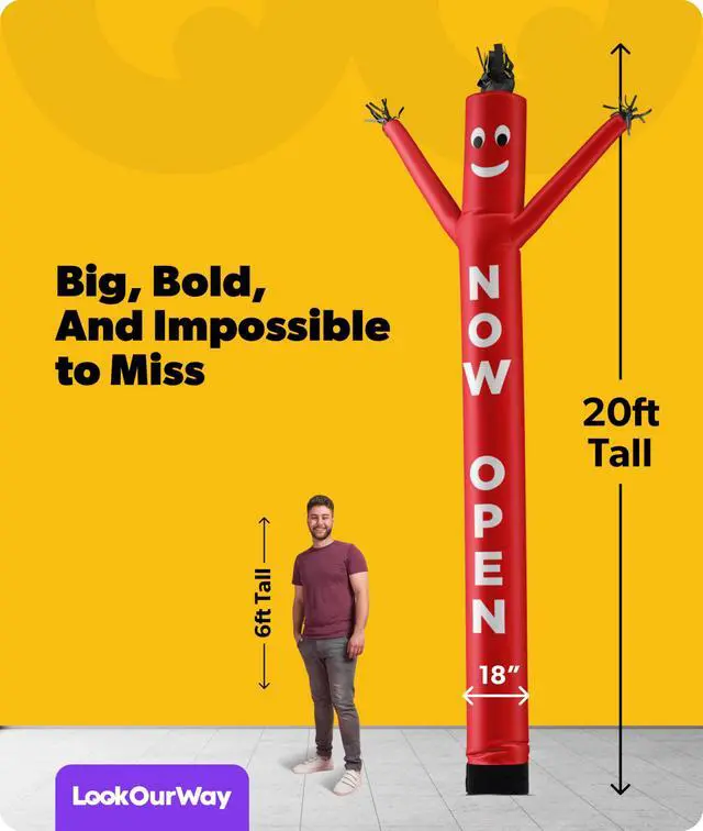 Alt view image 3 of 6 - Air Dancers Inflatable Tube Man Attachment - 20 Feet Tall Wacky Waving Inflatable Dancing Tube Guy for Business Promotion - Blower Not Included - Now Open | Blower Not Included