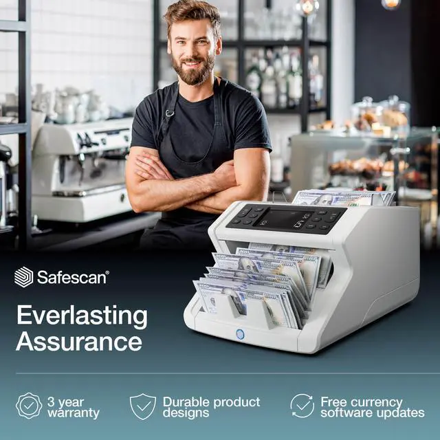 Alt view image 6 of 6 - 2210 Money Counter Machine with Counterfeit Detection, Add/Batch Modes, LCD-Display, High-Speed Counts 1,000 bills per minute, 2 Point Counterfeit Check - Sorted Counter for All Currencies