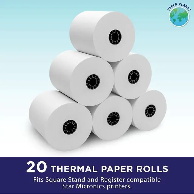 Alt view image 2 of 6 - Thermal Paper for Square Stand and Register | 20 Rolls | Thermal Receipt Paper, Compatible with Star Micronics TSP143IIIU Printer