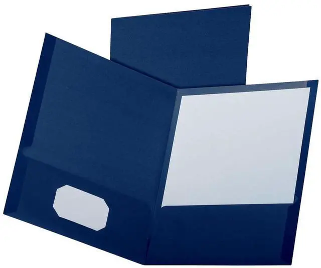 Main image of Oxford Linen Finish Two-Pocket Folders, Navy, Letter Size, 25 per box (53443)