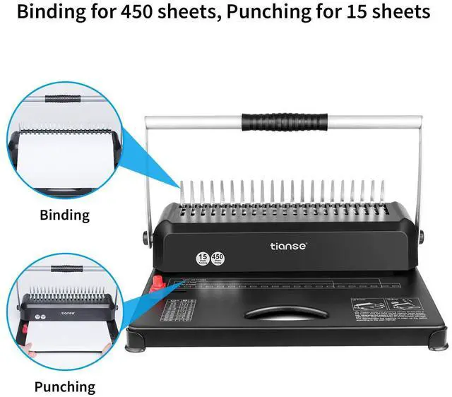 Alt view image 2 of 6 - Binding Machines, 21-Holes, 450 Sheets, Comb Bind Machine Book Maker with 100 PCS 3/8'' Comb Binder Spines Starter Kit, Comb Binding Machine for Letter Size, A4, A5 or Smaller Sizes