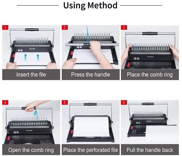 Alt view image 6 of 6 - Binding Machines, 21-Holes, 450 Sheets, Comb Bind Machine Book Maker with 100 PCS 3/8'' Comb Binder Spines Starter Kit, Comb Binding Machine for Letter Size, A4, A5 or Smaller Sizes