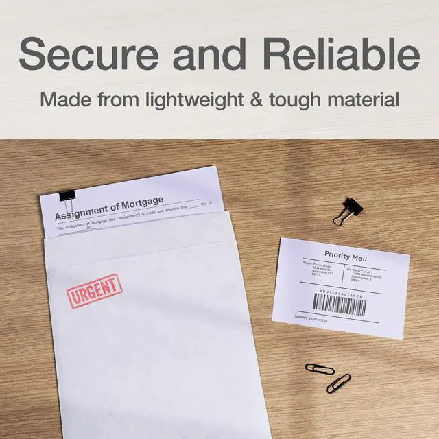 Alt view image 6 of 6 - Self-Seal Mailers, Self-Sealing Envelopes, Made with DuPont Tyvek Material, 14 lb., Puncture, Tear and Moisture Resistant, White, 9" x 12", 100 per Box (1016969)