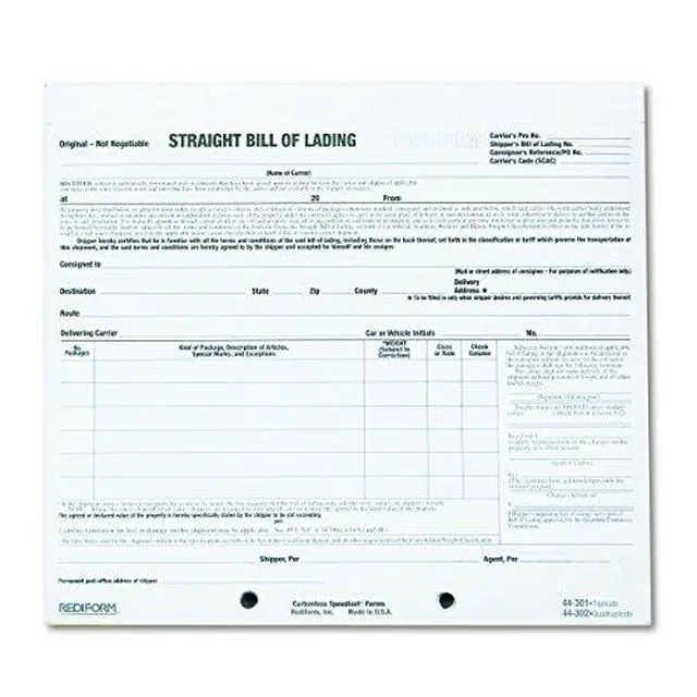 Alt view image 2 of 2 - Bill of Lading, Snap-A-Way Design, Carbonless Triplicate Forms, 8.5" x 7", 250 Freight Forms (44301)