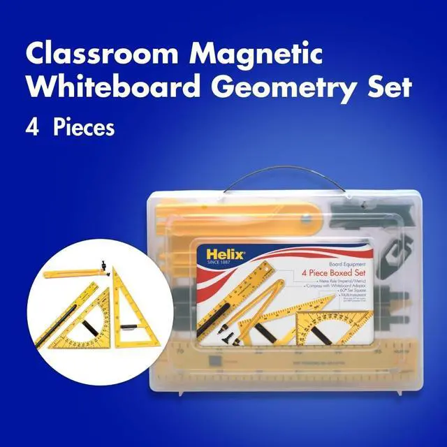 Alt view image 2 of 6 - Magnetic Whiteboard Geometry Set 4 Piece Teaching Kit for Classroom Large Magnetic Math Tools for Whiteboards & Blackboards Durable, Easy to Store | Large Math Tools - Classroom Teaching Kit - D