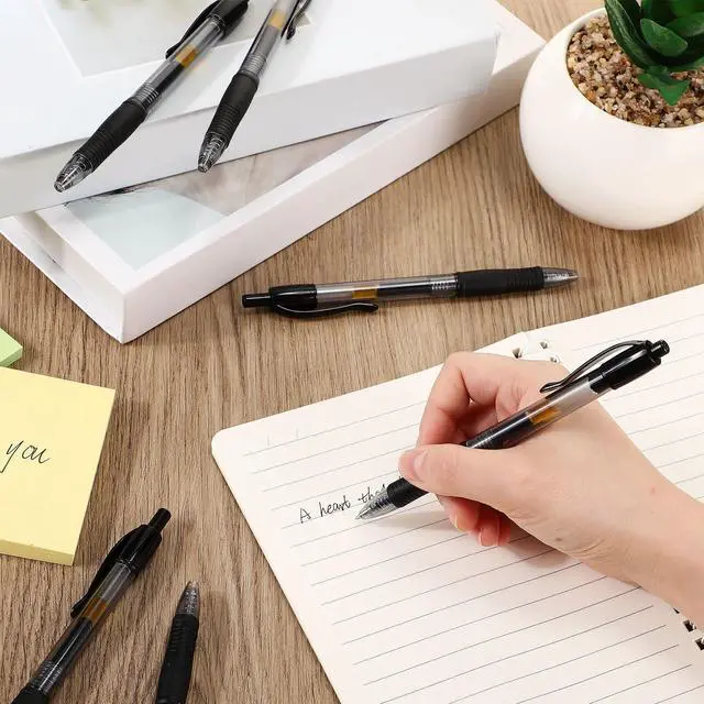 Alt view image 4 of 6 - 500 Pcs Premium Gel Roller Pens Bulk, Fine Point 0.7 mm, Retractable Gel Ink Roller Ball Pens for Writing Journaling Taking Notes Office (Black)