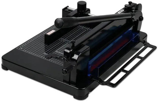 Main image of Vagbstu Guillotine Paper Cutter Heavy Duty 400 Sheet Capacity,Solid Steel with HSS Blade,Industrial Commercial Trimmer for Office,School,Print Shop,Safety Lock & Clear Grids (A4-12'' Paper Cutter)