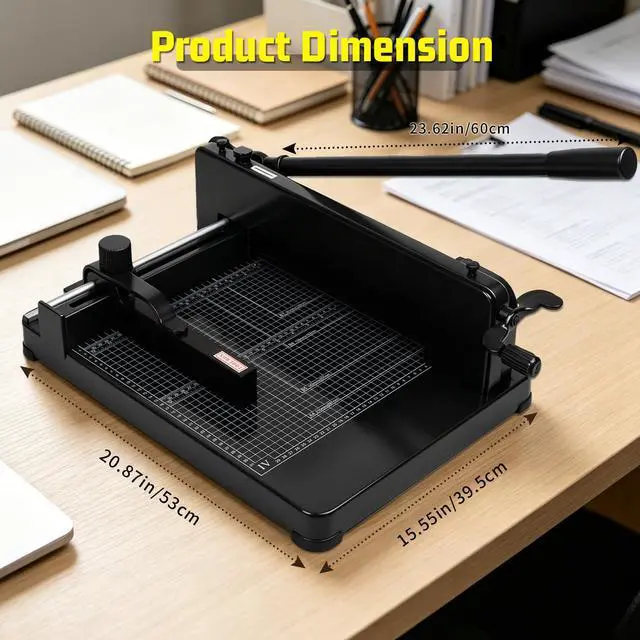 Alt view image 4 of 6 - Vagbstu Guillotine Paper Cutter Heavy Duty 400 Sheet Capacity,Solid Steel with HSS Blade,Industrial Commercial Trimmer for Office,School,Print Shop,Safety Lock & Clear Grids (A4-12'' Paper Cutter)