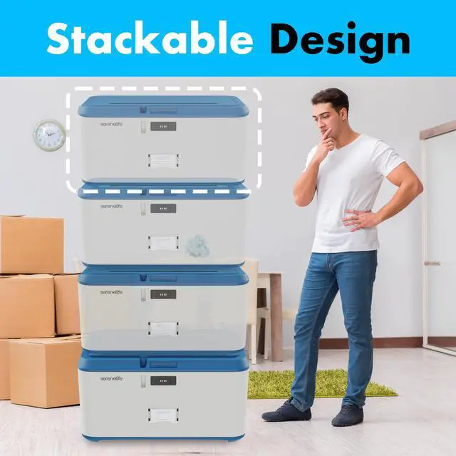 Alt view image 5 of 6 - Locking Storage Container Bin - 21 Gallon Large Capacity - Stackable Storage Tote Deck Box - Tough Durable Plastic Household Organizer with Lid, and Security Combination Lock
