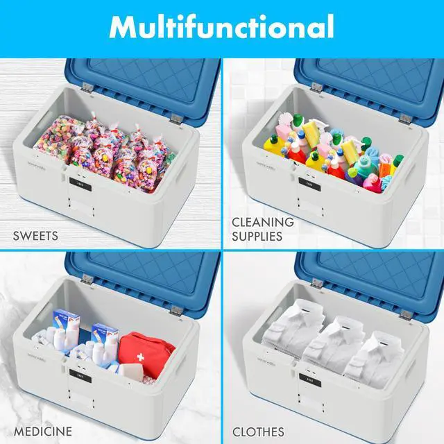 Alt view image 6 of 6 - Locking Storage Container Bin - 21 Gallon Large Capacity - Stackable Storage Tote Deck Box - Tough Durable Plastic Household Organizer with Lid, and Security Combination Lock