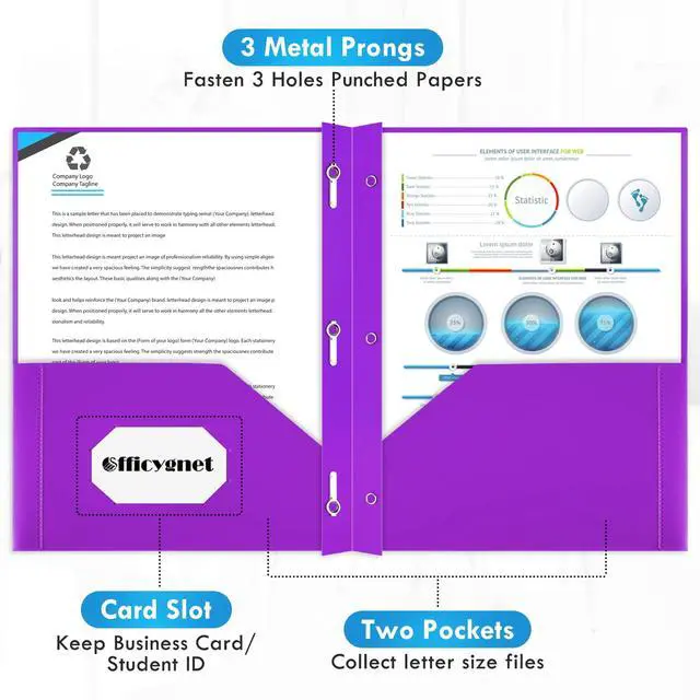 Alt view image 2 of 6 - 72 Packs Plastic Folders with Pockets and Prongs, Bulk Multicolor 2 Pocket Folders with Brads, Heavy Duty Plastic Folder for Office School Supplies, Two Pocket Folder for Letter Size Sheets