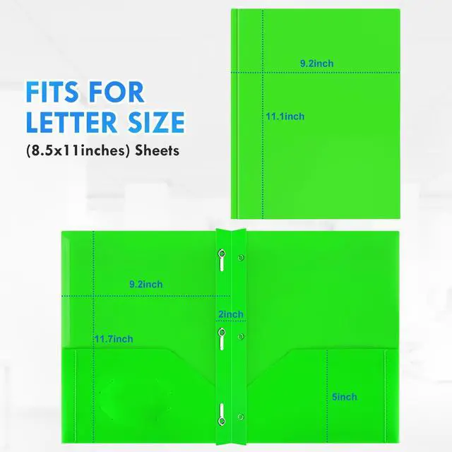 Alt view image 3 of 6 - 72 Packs Plastic Folders with Pockets and Prongs, Bulk Multicolor 2 Pocket Folders with Brads, Heavy Duty Plastic Folder for Office School Supplies, Two Pocket Folder for Letter Size Sheets