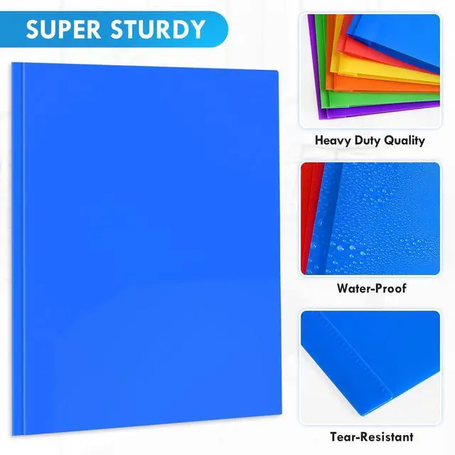 Alt view image 4 of 6 - 72 Packs Plastic Folders with Pockets and Prongs, Bulk Multicolor 2 Pocket Folders with Brads, Heavy Duty Plastic Folder for Office School Supplies, Two Pocket Folder for Letter Size Sheets