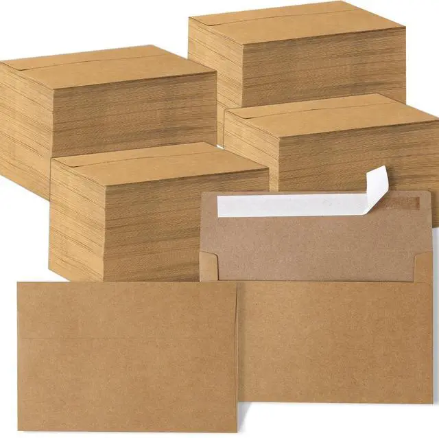 Main image of 1000 Pieces A7 Kraft Paper Envelopes with Self Seal Bulk 5x7 Brown Envelopes 120 GSM Heavyweight for Invitations Postcard Greeting Card Photos Wedding Graduation Baby Shower Birthday Party