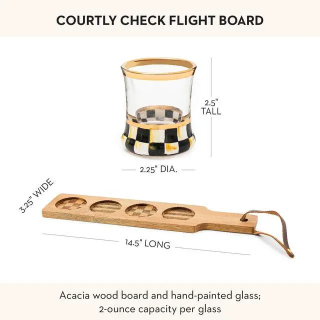 Alt view image 4 of 6 - Flight Board, Cute Shot Glasses and Wooden Board for Drinking or Decor, Black-and-White Courtly Check