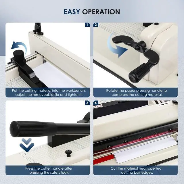 Alt view image 6 of 6 - 17" Heavy Duty Guillotine Trimmer Paper Cutter,Cortadora de Papel 500 Sheets Paper Trimmer with Double Safety Protection Durable HSS Blade for Cutting Paper
