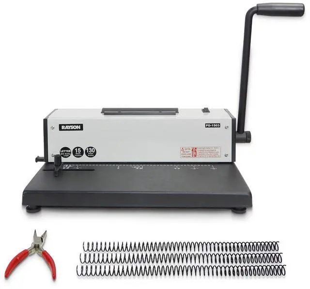 Main image of PD-1503 Coil Binding Machine 43-Hole 4:1 Spiral Binder with Inserter | 43 round holes for Letter-size sheets; electric coil inserter handles coils up to 7/8 inch for faster spiral binding