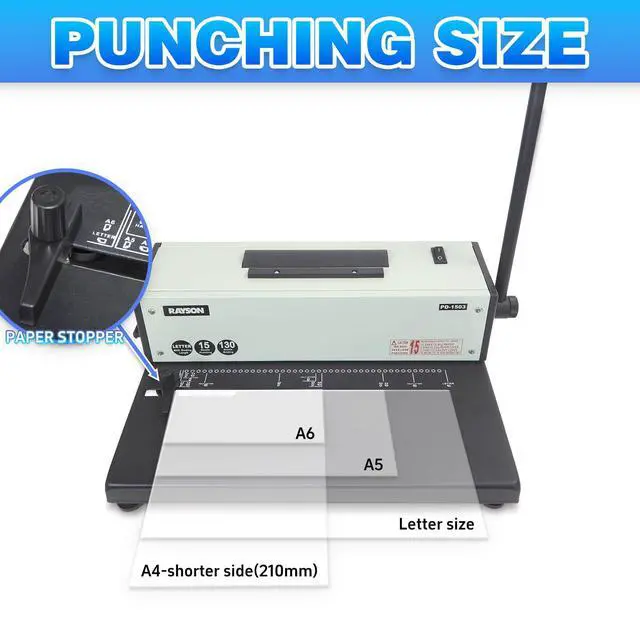 Alt view image 3 of 6 - PD-1503 Coil Binding Machine 43-Hole 4:1 Spiral Binder with Inserter | 43 round holes for Letter-size sheets; electric coil inserter handles coils up to 7/8 inch for faster spiral binding